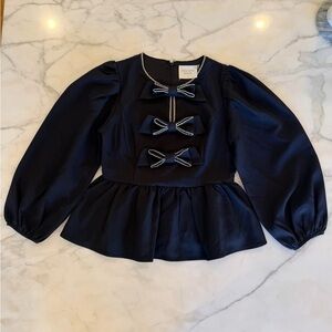 Tuckernuck Hyacinth House Top with Bow Accents NWT
